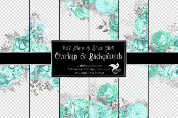 Elegance in Layers: Unlocking Creative Potential with Aqua and Silver Floral Overlays