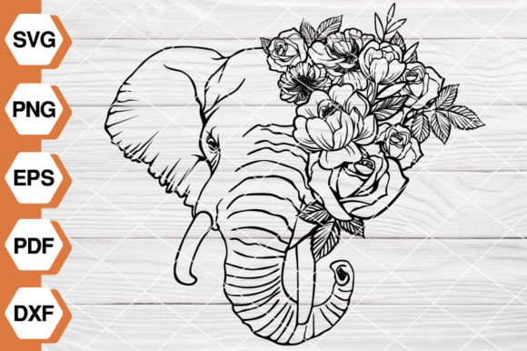 Floral Elephant SVG Files