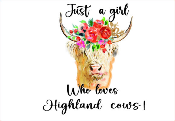 Floral Highland Cow PNG Files for Sublimation Printing
