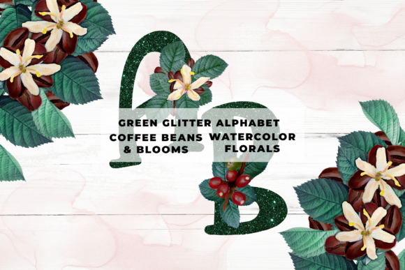 Green Glitter Coffee Floral Alphabet: A Sparkling Creative Asset