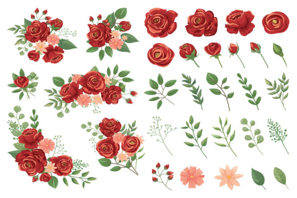Red Floral Bouquet: A Versatile Vector Art Asset for Elegant Projects