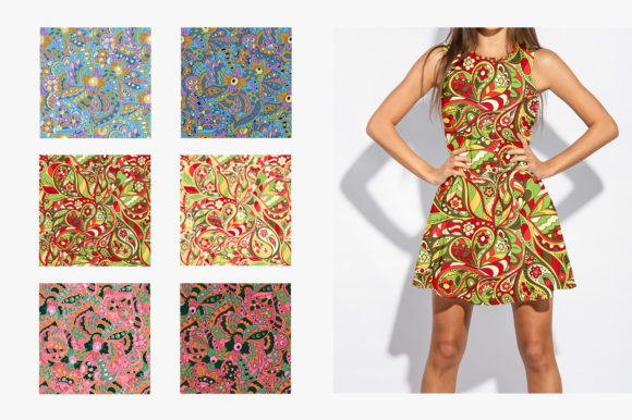 Seamless Doodle Pattern: Floral & Wavy Art