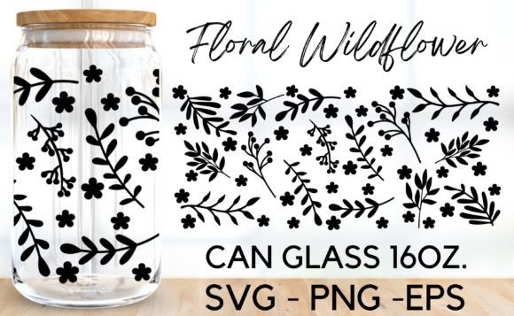 Transforming Your Glassware with the Floral Wildflower Can Glass Wrap SVG